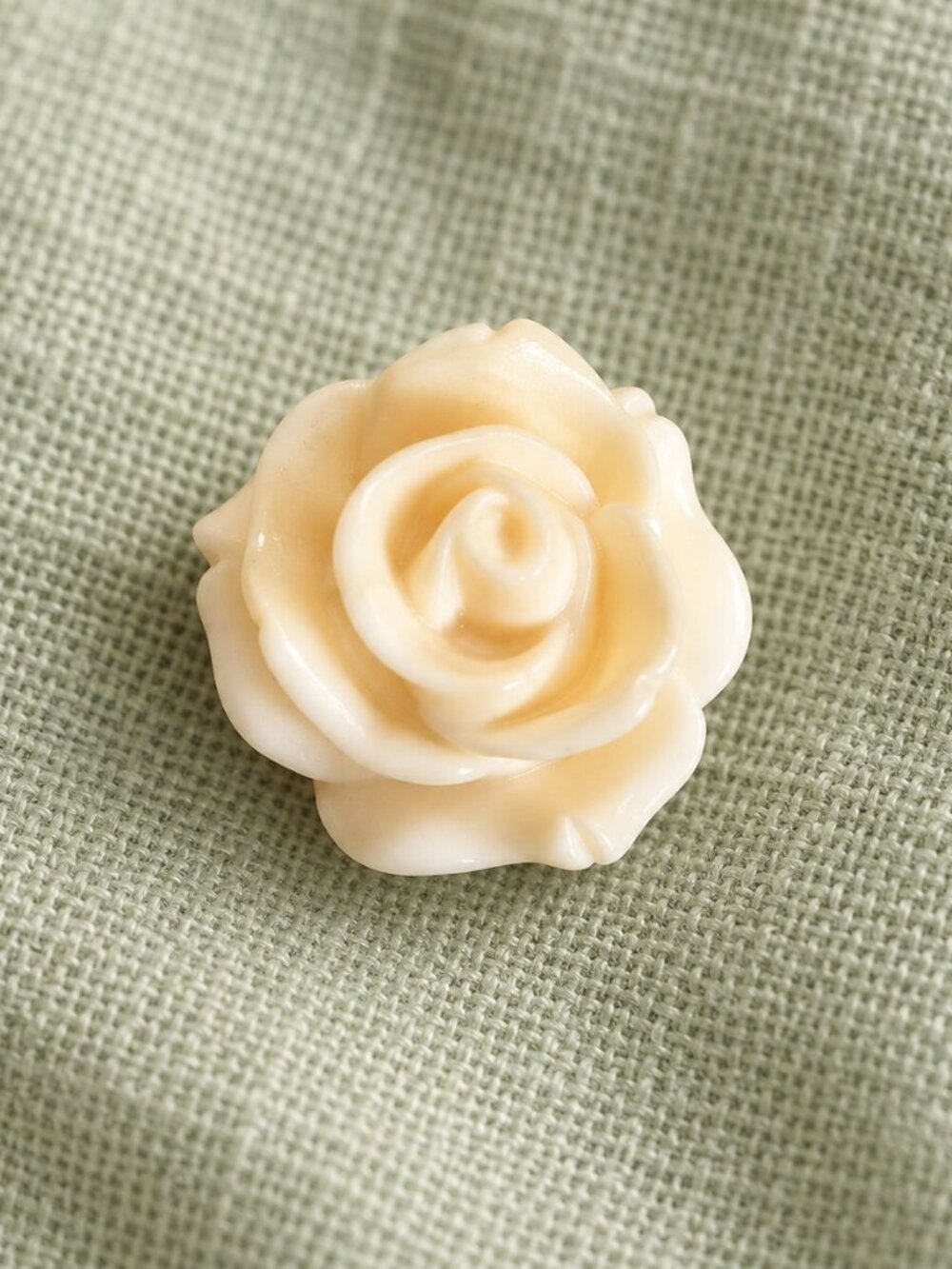 Vintage Cream Celluloid‎ Rose Flower Cabochon Pendant Jewelry Component